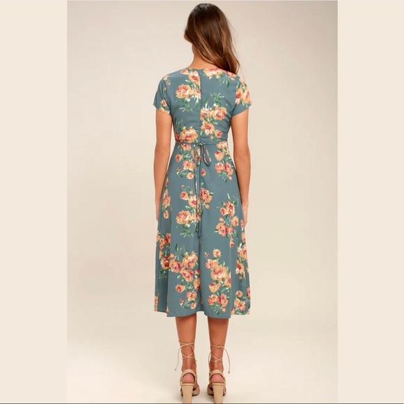 Lulus Best Day of My Life Dusty Sage Floral Print Midi Dress - Picture 3 of 7